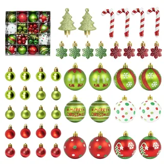 Hoypeyfiy 46-Teilige Festliche Grüne Grinch-Weihnachtsornamente, Bruchsichere Feiertags-Dekorationsbälle, Perfekt Für Weihnachtsbäume, Feiertagsfeiern Und Wohnkultur