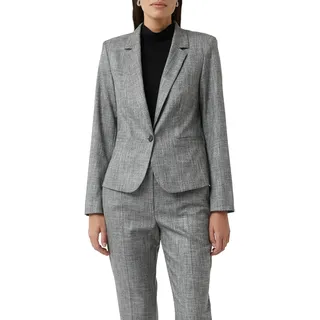 Jackenblazer COMMA, Damen, Gr. 44, grau (mid grau), Web, Obermaterial: 53% Viskose, 45% Polyester, 2% Elasthan, meliert, tailliert hüftbedeckend, tiefer V-Ausschnitt, Blazer Jackenblazer, meliert, mit 1-Knopf-Verschluss