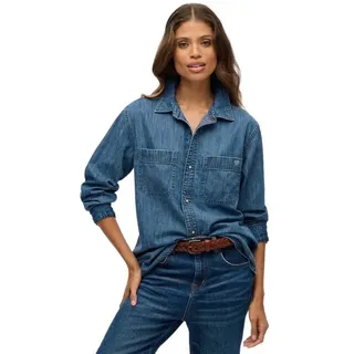 Superdry W4010501a Oversize Langarmhemd - Worn Wash - XS