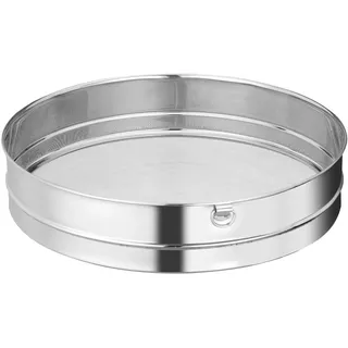 HENDI Mehlsieb, rund, für Mehl und andere trockene Zutaten, mit Aufhängeöse, sehr feinmaschig, Küchensieb, Backsieb, ø358x(H)76mm, Edelstahl