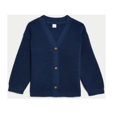 Boys M&S Collection Pure Cotton Knitted Textured Cardigan (0-3 Yrs) - Navy, Navy - 2-3Y