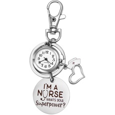 JewelryWe Taschenuhr, klassische Schlüsselanhänger, Steampunk-Uhr, Herzanhänger, Quarz, Krankenschwesteruhr, für Weihnachten