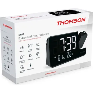 Thomson Radiowecker CP100T UKW/FM Radio Projektion der Uhrzeit schwarz TH388848 - Schwarz