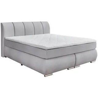 SUN GARDEN Boxspringbett 180 x 200 cm H2 Hellgrau
