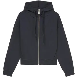 Marc O'Polo Denim Damen Sweatjacke aus Bio-Baumwolle mit Kapuze, Blau (Blue Depths), L