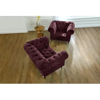 Chesterfield-Sessel HOME AFFAIRE "Tinnum Sessel", rot, B:106cm H:77cm T:87cm, Luxus-Microfaser Vintageoptik (66% PU, 27% Polyester, 7% Baumwolle);Struktur weich( 97% Polyester, 3% Polyacryl), Sessel, Chesterfield-Sessel