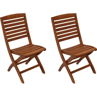 DEGAMO Gartenstuhl Klappstuhl Holzstuhl CAPO, Holz Eukalyptus geölt, 2 Stück - Braun