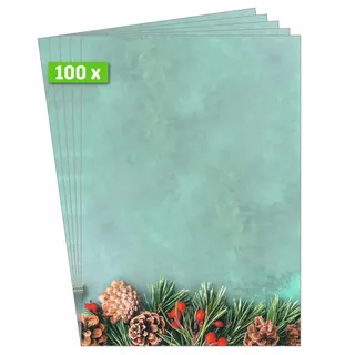Sigel Weihnachtsbriefpapier Green Christmas Motiv DIN A4 90 g/qm 100 Blatt