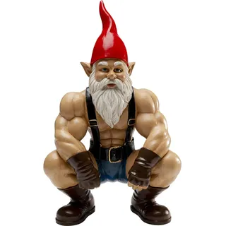 Kare Design Deko Figur Zwerg Muscle, Mehrfarbig, XL, Deko Objekt, Wohnaccessoires, Zwerg mit Muskeln, hockend, 48x29x17 cm