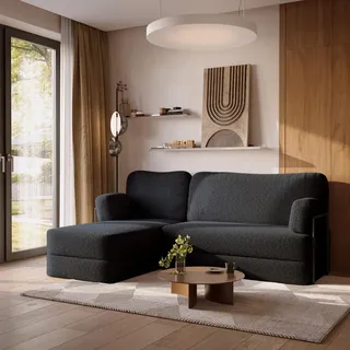 masseno Eckcouch Polyester 2-Sitzer Schwarz