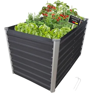 Hochbeet Metall eckig 160x77x77cm, anthrazit, Gartenbeet, Pflanzbeet, Kräuterbeet - Grau