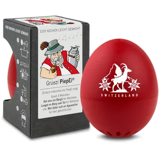 Grüezi PiepEi - Singende Eieruhr zum Mitkochen - Eierkocher für 3 Härtegrade - Eidgenössisches Geschenk - Lustiges Kochei - Musik Eggtimer - Brainstream