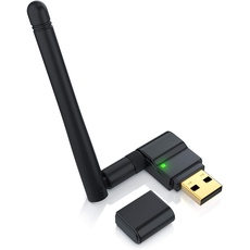CSL - 300 Mbit s WLAN Stick mit Abnehmbarer Antenne - Wireless LAN - USB 2.0 Stick - Mini Dongle 802.11n b g - SMA Buchse 150 54 - Windows 11 fähig - Schwarz