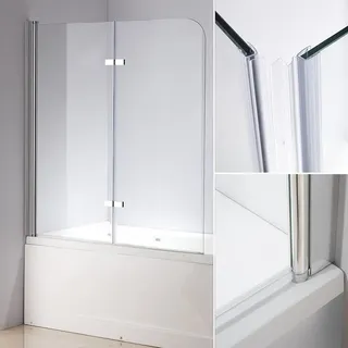 MuCoLa Duschabtrennung Badewannen Badewannenaufsatz ESG Glas Badewannenfaltwand Duschwand Klarglas