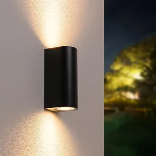 LUMILED Außenleuchte Außenlampe Wandstrahler Wandleuchter Außenwandleuchte Terrasse Fassade IP44 schwarz rund GU10 Downlight Eingangsleuchte - Schwarz