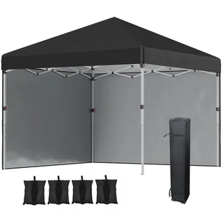 Outsunny Faltpavillon, Stahl, Oxfordstoff, Schwarz , Metall , 297x288x297 cm , Sonnenschutz, Pavillons