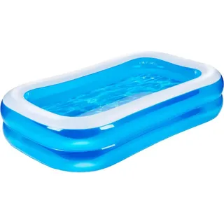 Eddy Toys Pool Aufblasbar Rechteckig mit Ablassventil und Reparaturflicken - Kinderpool und Babypool - 207 x 132 x 46 cm - Swimmingpool - Planschbecken für Kinder - Blau