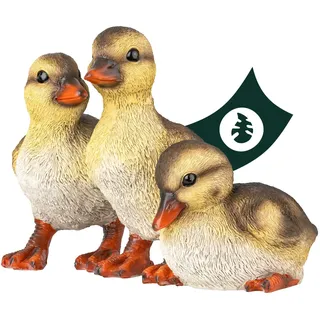 VERDOBA Entenküken Figuren Garten - Gartenteich Deko - Lebensgroße Figuren für die Teich Dekoration - Wetterfeste Enten Deko aus Polyresin für den Teich