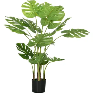 Homcom Künstliche Pflanze 120 cm Kunstpflanze Künstlich Monstera mit Übertopf