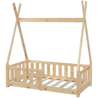 [en.casa] Kinderbett Helsingborg 70 x 140 cm Kiefer natur beige