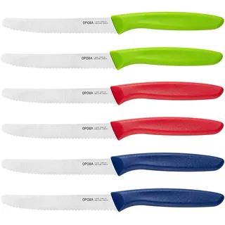 OPOLIA FrüHstüCksmesser 6 Stück,Red&Blue&Green,Hochwertiges Edelstahl Tafelmesser Gezackte Klinge,Brötchenmesser,Tomatenmesser,Restaurant&Haushalts Scharfe Messer Set,Rostfrei&SpüLmaschinenfest