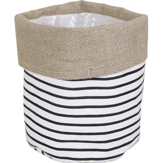 Pflanzkorb Gestreift Baumwolle Ø 15 cm x 15 cm Schwarz-Weiß