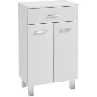 Domodomo Stand-Badschrank schmal - 85 x 50 x 30 cm weißer Badschrank mit Aufsatz, lackierter Badezimmerschrank mit Schublade - Weiß