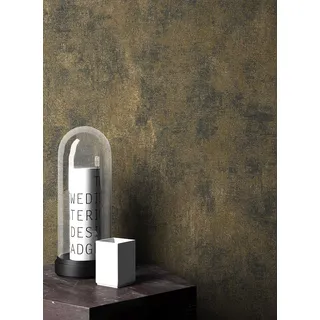 Newroom Vliestapete Schwarz Metallic Putzoptik Uni Tapete Wohnzimmer | Metallischer Glanzschimmer Gold-Bronze changierend, grobe Putzstruktur, ansatzfrei, Industrial Loft Vintage, Mustertapete