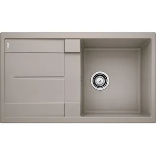 Blanco Metra 5 S links Einbau von Oben Silgranit tartufo Drehknopfventil 860 x 500 mm