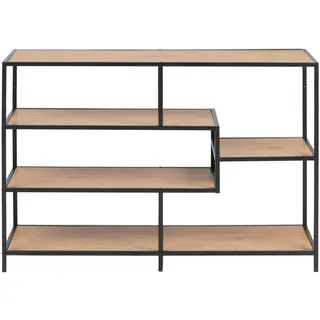 Regal , Schwarz, Eichefarben , Metall, Holzwerkstoff , 114x78x35 cm , Wohnzimmer, Regale, Bücherregale