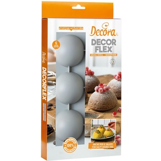 Decora 9260434 Silikonform, flexibel, hochwertig, 6 Mulden, halbe Kugel Ø 70 x 35 H mm, ideal für die Herstellung von Leckereien oder herzhaften Zubereitungen, sowohl im Ofen als auch im Kühlschrank