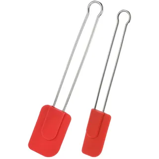 Westmark 2 Koch- und Teigschaber mit Silikonkopf, Länge: 22,5 cm/28,5 cm, Silikon/Rostfreier Edelstahl, Silicone, Rot/Silber, 154622E7
