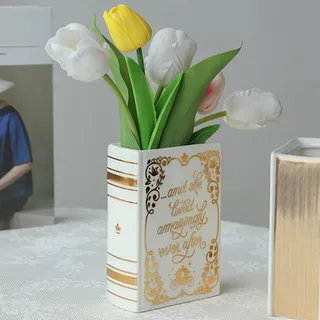 Keramik Book Vase, Buchvase für Blumen, Buch Vase, Bücherform Dekorative Vase Niedliche Bücherregal Dekoration Einzigartige Aesthetic Vase Moderne Decor Vase für Tischdeko Wohnzimmer Büro (A)