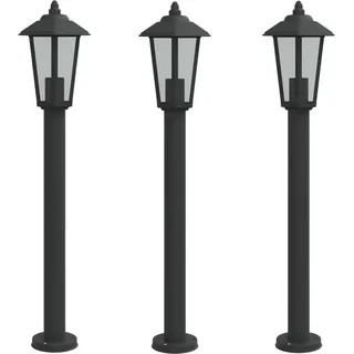 vidaXL Wegeleuchten 3 Stk. Schwarz 80 cm Edelstahl - Schwarz