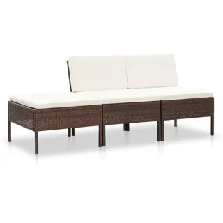 vidaXL 3-Tlg Garten-Lounge-Set Loungesofa braun