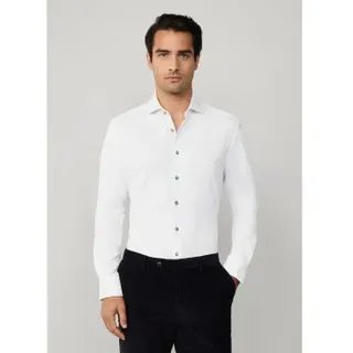 Hackett London für Herren. HM3010424 Hemd Melange jersey fit sartoriale weiß (XXL), Lässig, Party, Baumwolle, Klassisch, Langarm