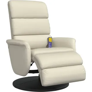 vidaXL Massagesessel mit Fußteil Creme Kunstleder - Creme