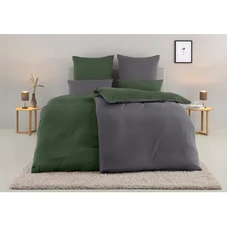 Bettwäsche OTTO HOME "Desner2", dunkelgrün, B/L: 135cm x 200cm, 1 Stk., 1 Stk., Microfaser, B/L: 40cm x 80cm, 2 Stk., Microfaser, Obermaterial: 100% Polyester, Bettwäsche, Bettwäsche, Premium Qualität, sehr weich, uni, ab 135x200 cm