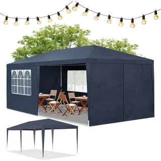 Juskys Partyzelt 6 x 6 m inkl. 6 Seitenteile Blau
