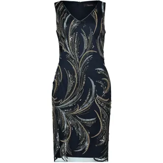 Etuikleid VERA MONT "Etuikleid mit Stickerei", Damen, Gr. 38, EURO, blau (silber, dunkelblau), 100% Polyamid PA., Kleider Etuikleid