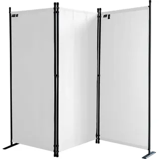 3-teiliger Paravent 170 x 165 cm - Stofftrennwand für Garten und Balkon - Undurchsichtige Wand - Faltbar - Weiß