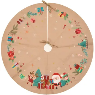 Atmosphera Createur d ́interieur Weihnachtsbaumrock Weihnachtsmann Ø 90 cm , Braun , Textil , 90x90x90 cm , Dekoration, Weihnachtsdekoration
