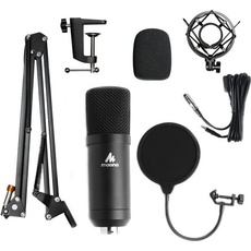 Maono AU-A03 podcast microfoon set, condensator microfoon incl. beweegbare arm en filter zwart, Mikrofon