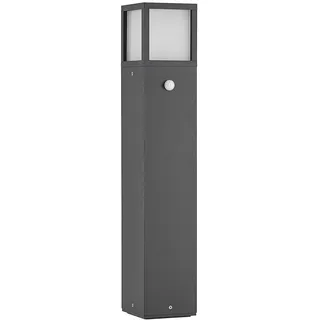 Lucande Außenleuchte Dewari mit Bewegungsmelder (spritzwassergeschützt (Modern) in Alu aus Aluminium (1 flammig, E27) - Wegeleuchte Pollerleuchte Wegelampe Sockelleuchte