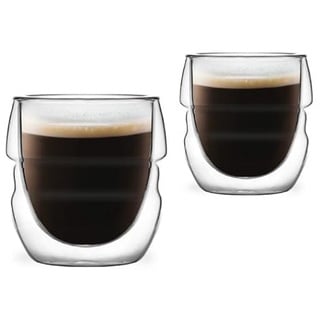 Vialli Design Set Thermogläser Doppelwandig Espresso 2x70 ml, Gläser für Macchiato Ristretto, Sferico Kollektion, Espressotassen, Kaffeetassen, Kaffeegläser, Hitzebeständiges Glas, Transparente