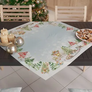 PETTI Artigiani Italiani – Weihnachts-Tafelaufsatz, Weihnachts-Tafelaufsatz für den Küchentisch, 90 x 90 cm, Tischläufer, Schnee-Tafelaufsatz, 100 % Made in Italy