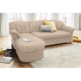 DOMO collection Ecksofa »Elva L-Form«, wahlweise mit Bettfunktion und Federkern beige