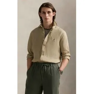 Polo Ralph Lauren für Herren. 710968915003 Slim Fit Leinenhemd beige (S), Lässig, Klassisch, Langarm