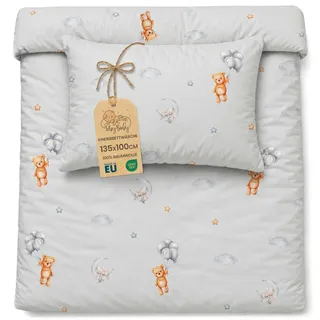 Totsy Baby Kinderbettwäsche Baby Bettwäsche 100x135 cm aus Baumwolle - Kinder Set von Duvet Cover 100 x 135 und Kissenbezug 40x60 cm Junge und mädchen babybettwäsche bettbezug für Kleinkind Oeko-Tex