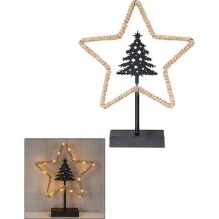 LED Stern H33cm Weihnachten Tanne Dekoleuchte Weihnachtsdeko Standeko Tischdeko Weihnachtsstern Dekostern Tanne - Schwarz